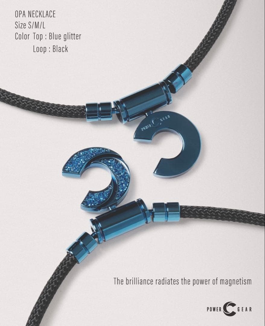 ブルーラメ！即完売品 パワードギア 磁気ネックレス Lサイズ（青