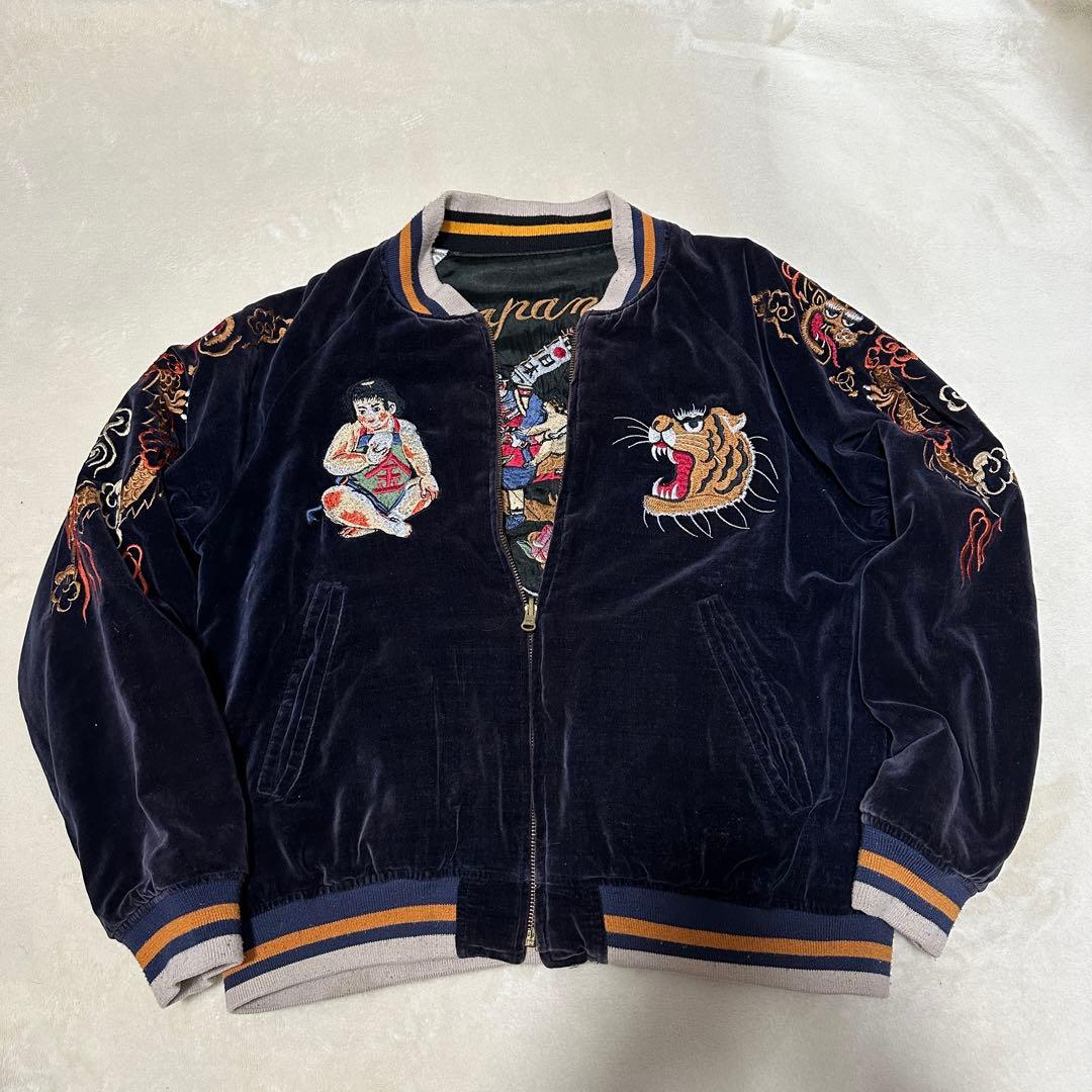 希少】houston ベロア リバーシブル スカジャン 桃太郎 金太郎 - メルカリ