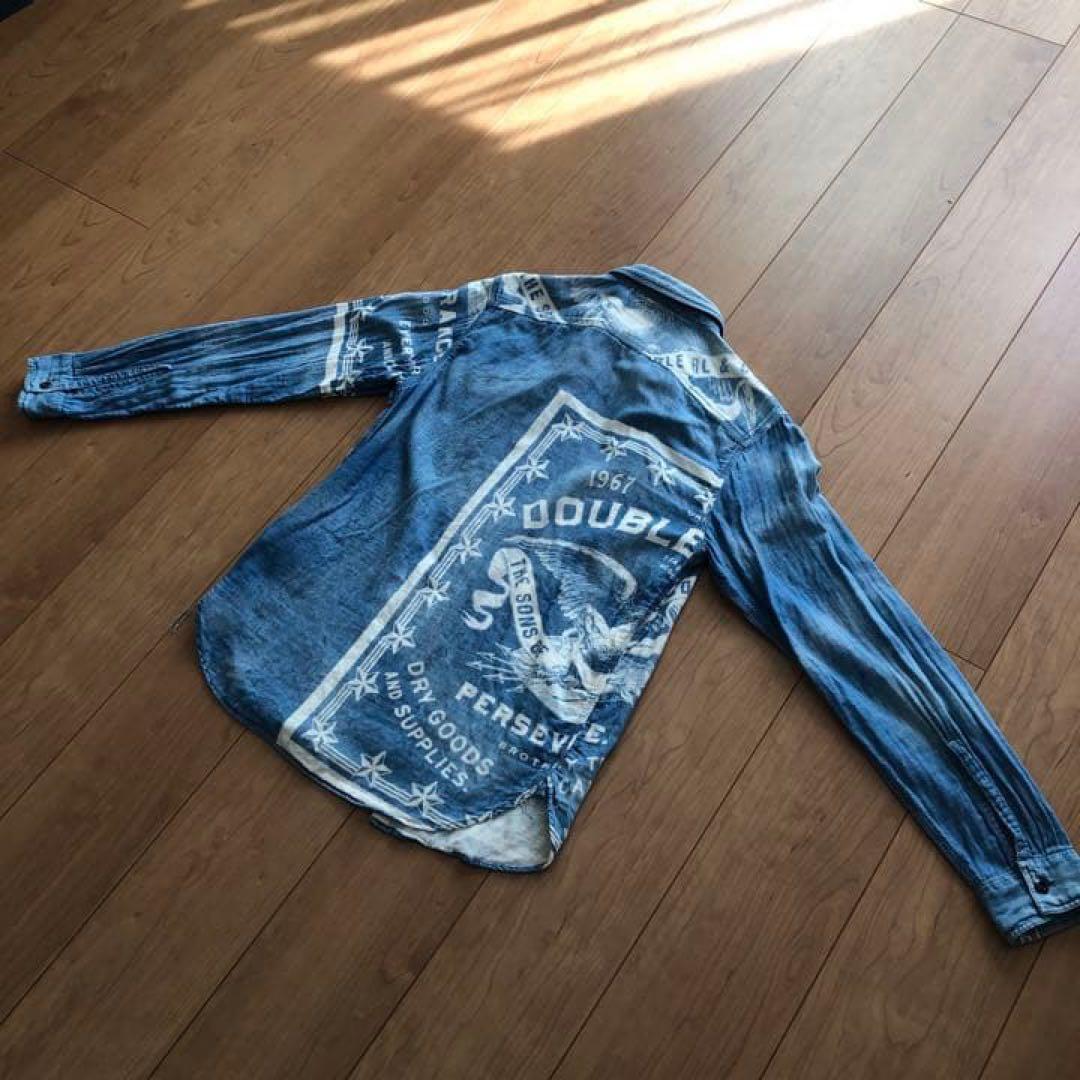 ダブルアールエル インディゴ ネイティブ ガーゼ シャツ M