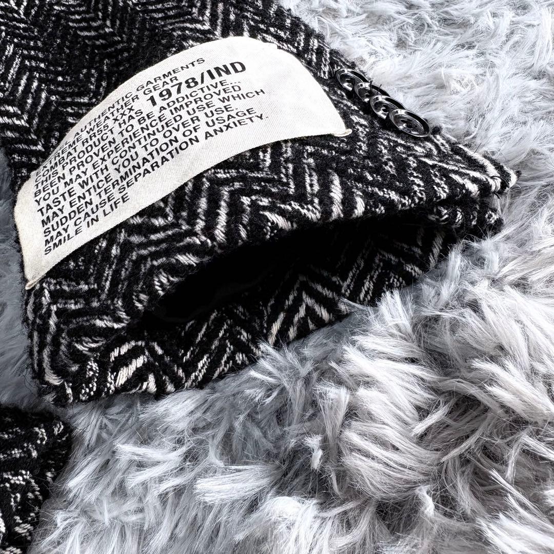 DIESEL ヘリンボーン ロングコート フリンジ加工 48 黒白 - メルカリ