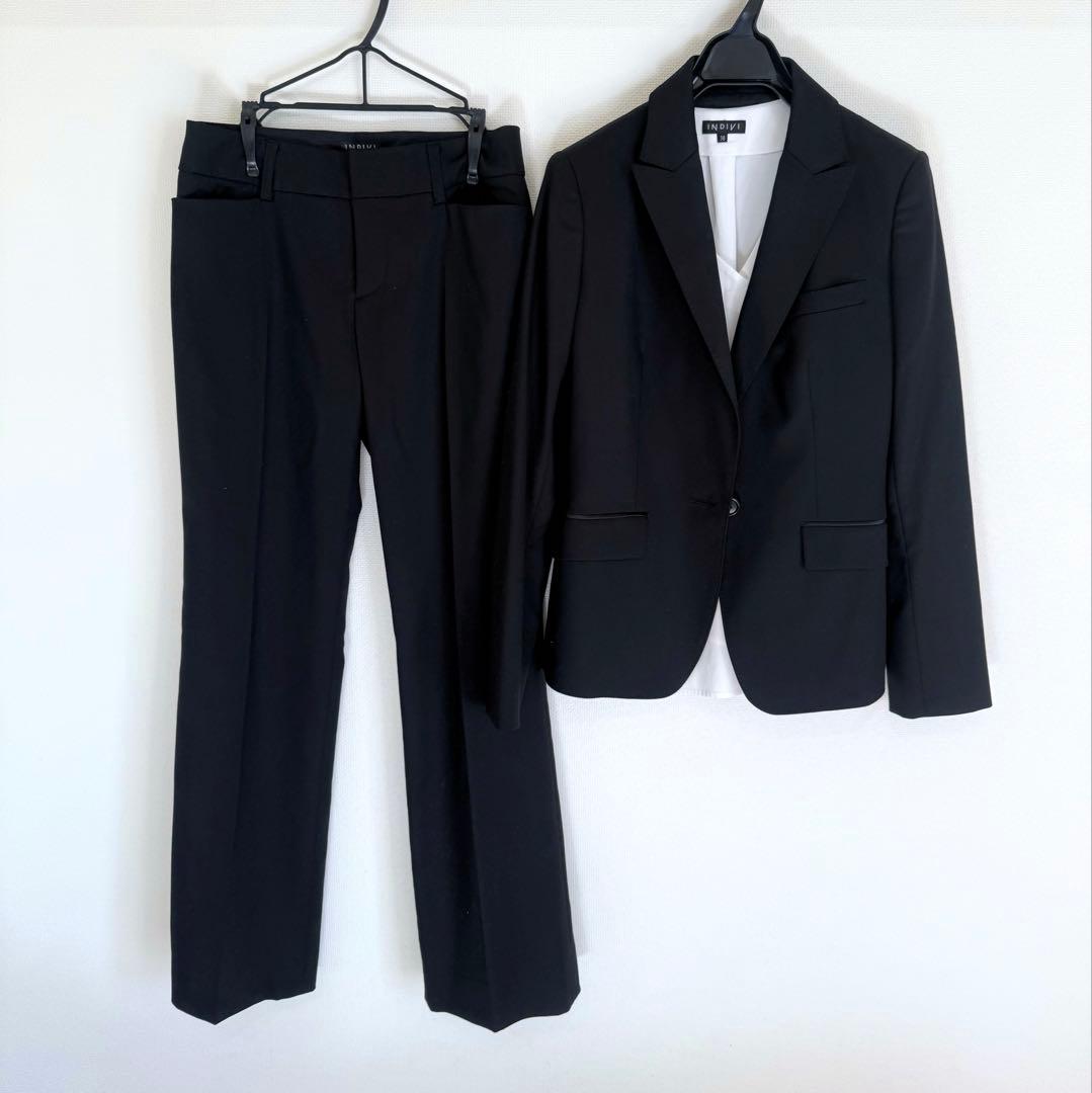 インディヴィ　スーツ　ブラック　セットアップ INDIVI（インディヴィ） スーツ 「定番スーツ/洗える/UVケア