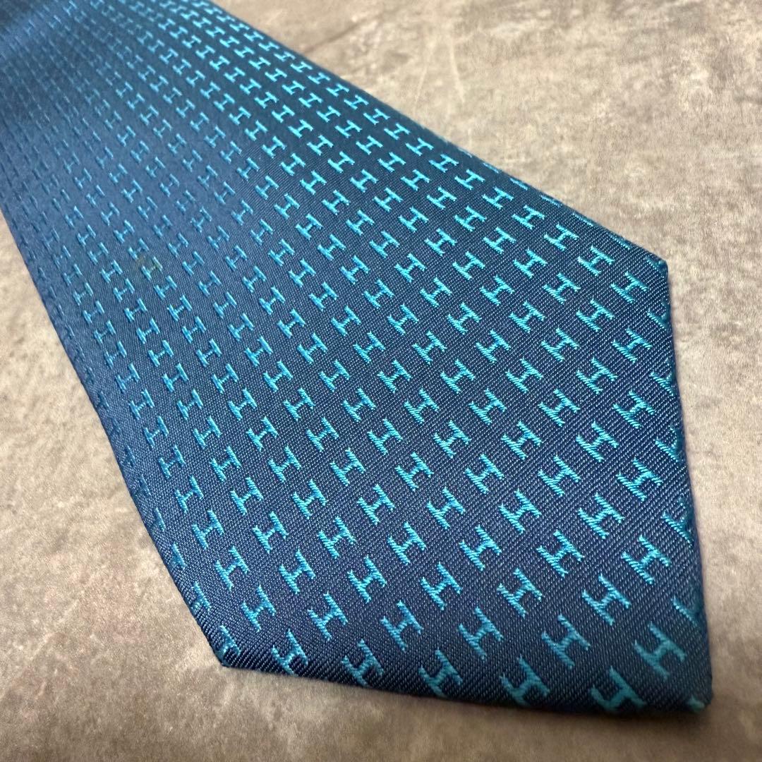 HERMES エルメス ネクタイ ブルー ファソネ H柄 定番 王道 希少 - メルカリ
