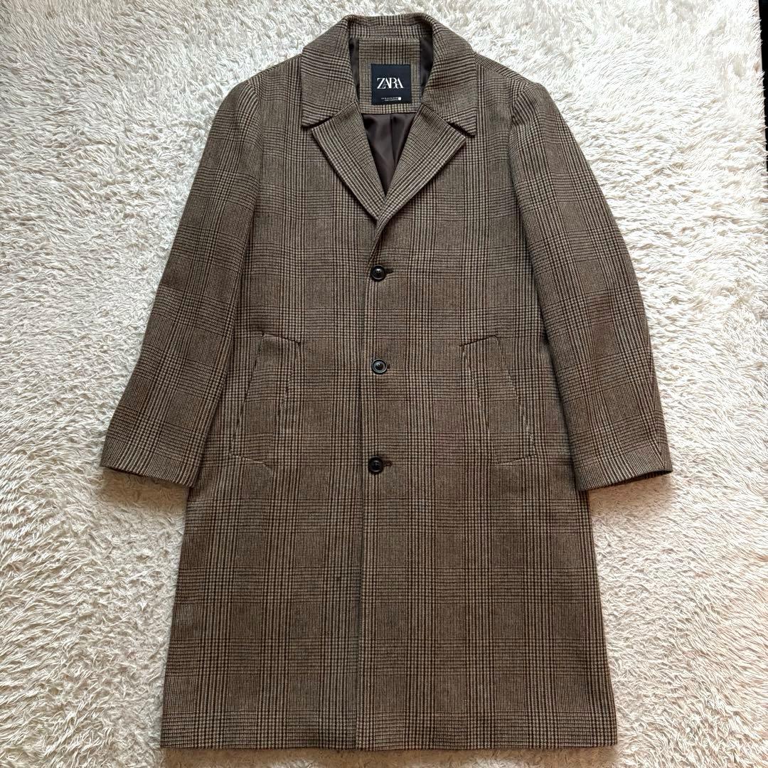 ☆希少 XLサイズ☆ ZARA チェスターコート ツイード グレンチェック