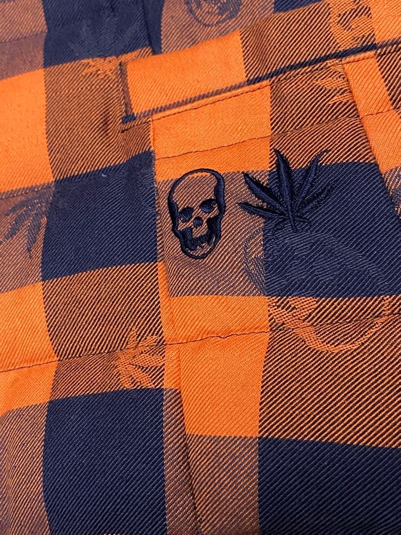 ルシアンぺラフィネ レディースダウンジャケット オレンジブロックチェック XS ラコステ LACOSTE ウィメンズショートダウンジャケット（オレンジ