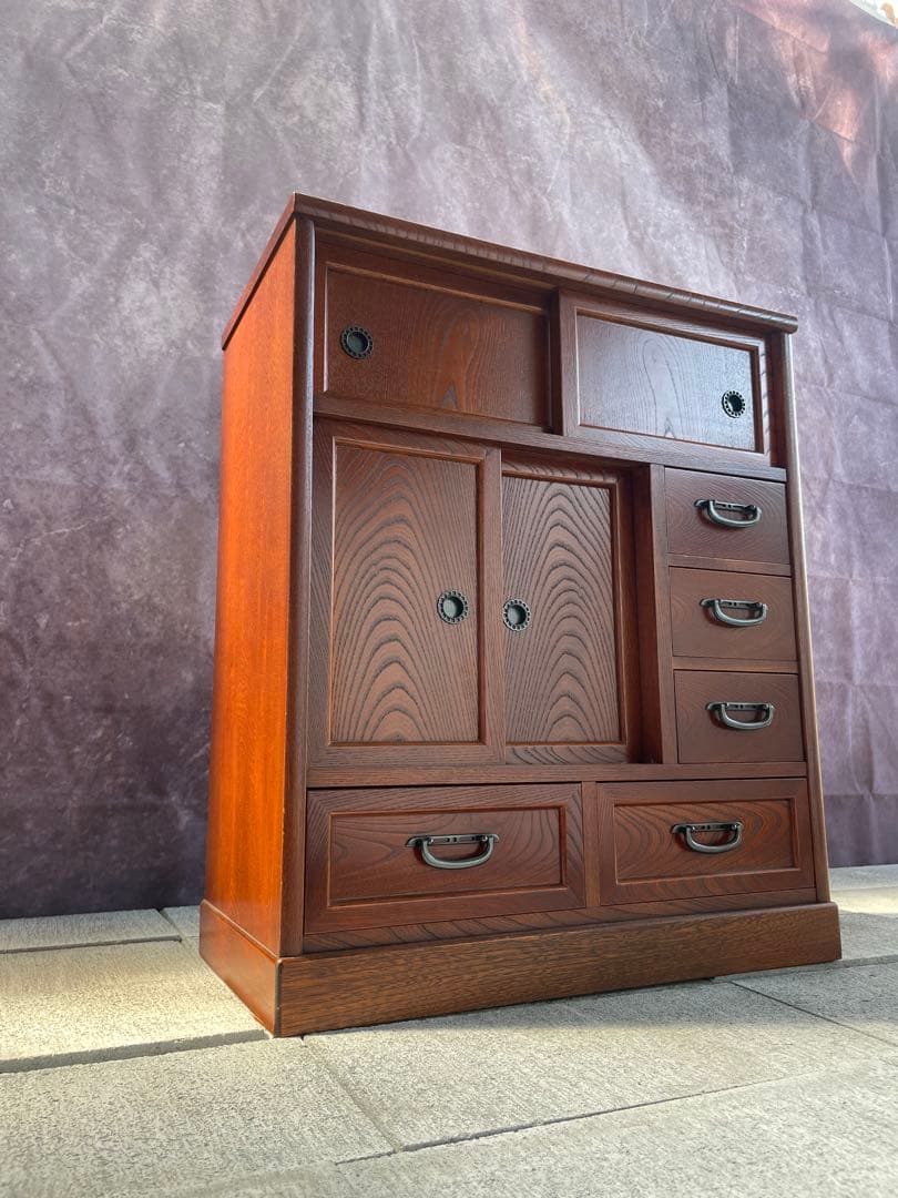 【からくり箪笥】民芸家具　茶箪笥 和家具収納棚 昭和レトロヴィンテージ からくり箪笥】民芸家具 茶箪笥 和家具収納棚 昭和レトロヴィンテージ