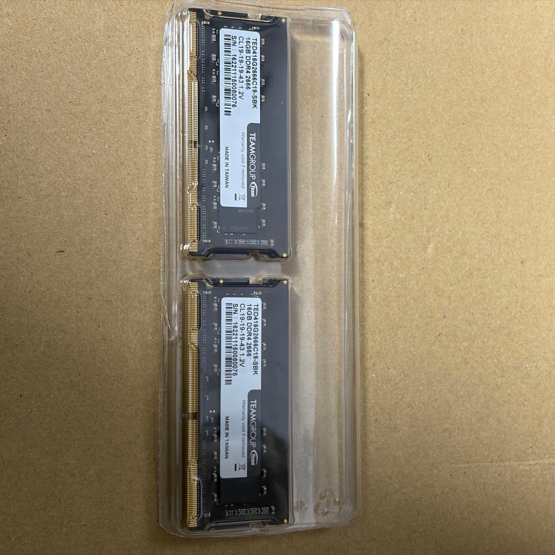【即購入歓迎】TEAM DDR4 16GBx2 TED416G2666C19