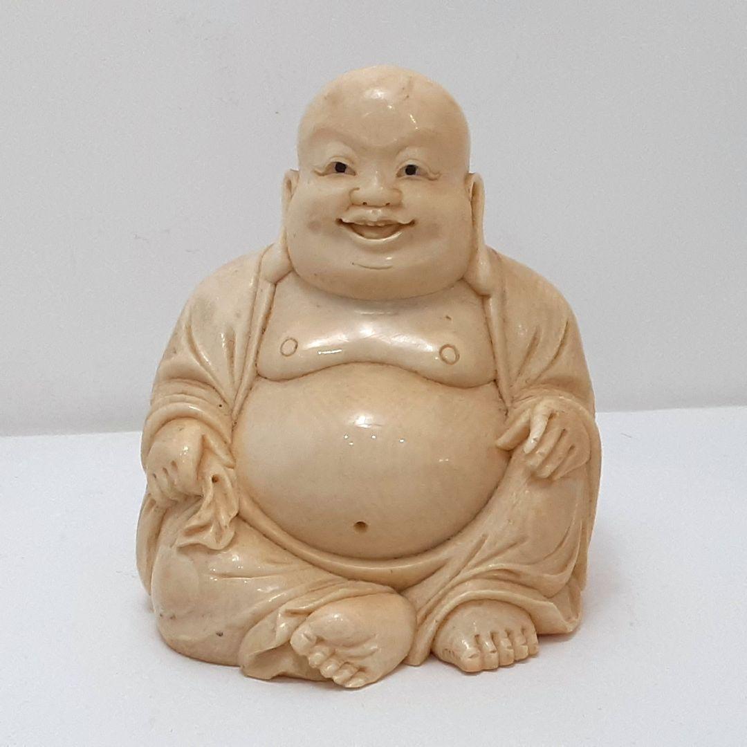 Y1701-5 細密彫刻 極上 布袋置物 唐木台付 総重量319.4g - メルカリ