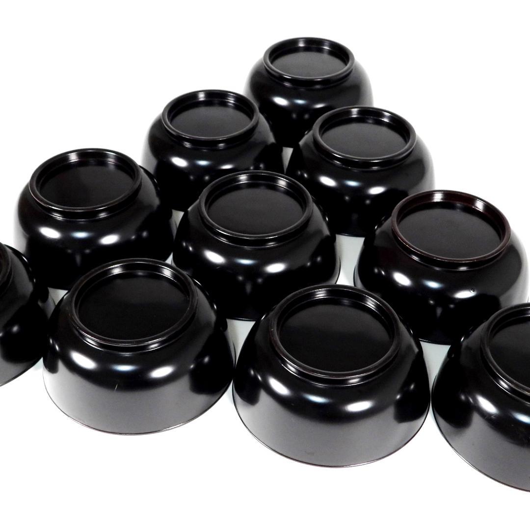 輪島塗 明治大正時期 蒔繪 鑲螺鈿 梅花雕 木製 吸物椀 10客 骨董