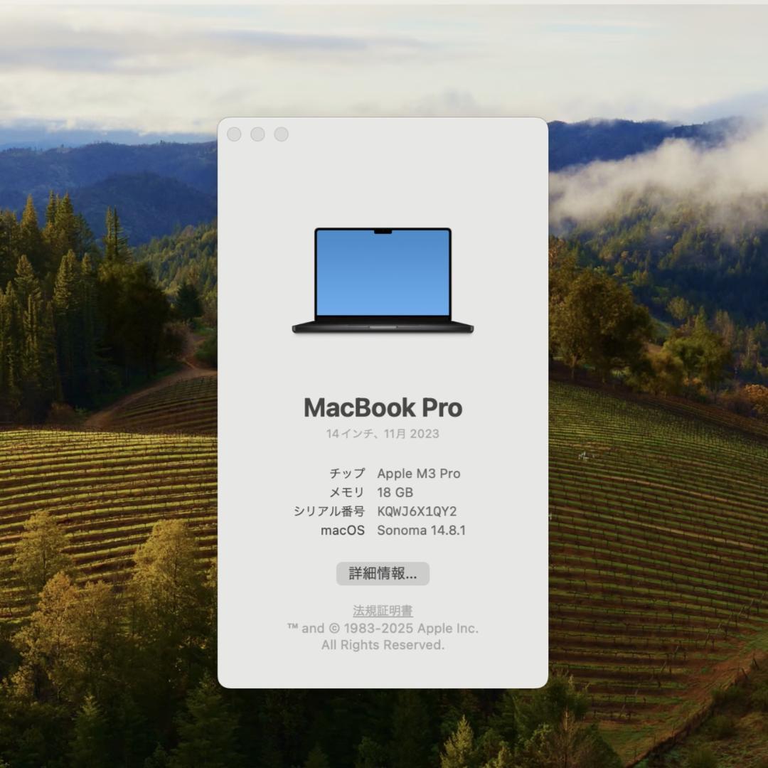 保証残・超美品 14インチMacBookPro 2023 M3Pro/18GB