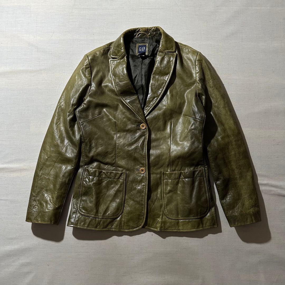 希少 00s OLD GAP ギャップ テーラード レザージャケット 本革 牛革