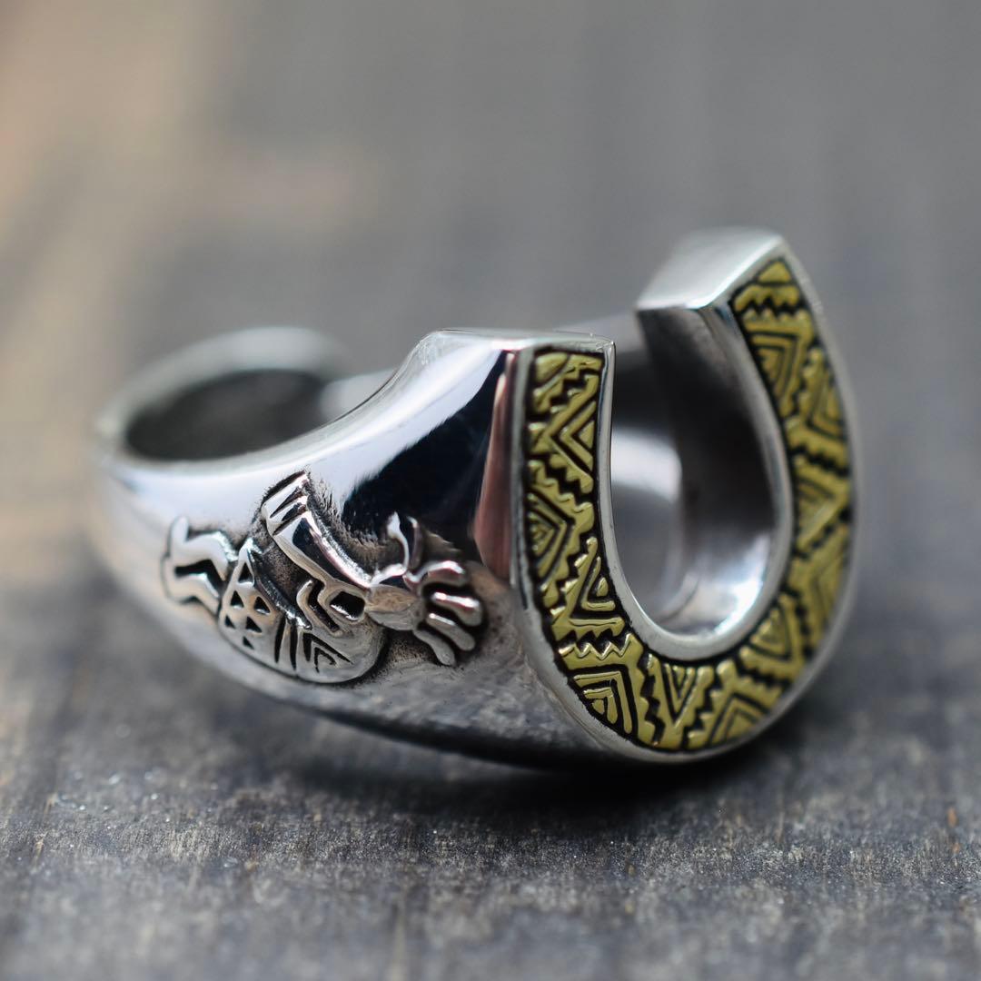 フリーサイズ シルバー925ホースシュー ココペリ インディアン