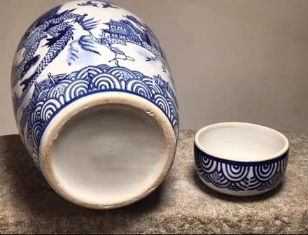 青花磁 竜紋 茶の缶 コレクション 工芸品 古美術品 時代物 置物中国