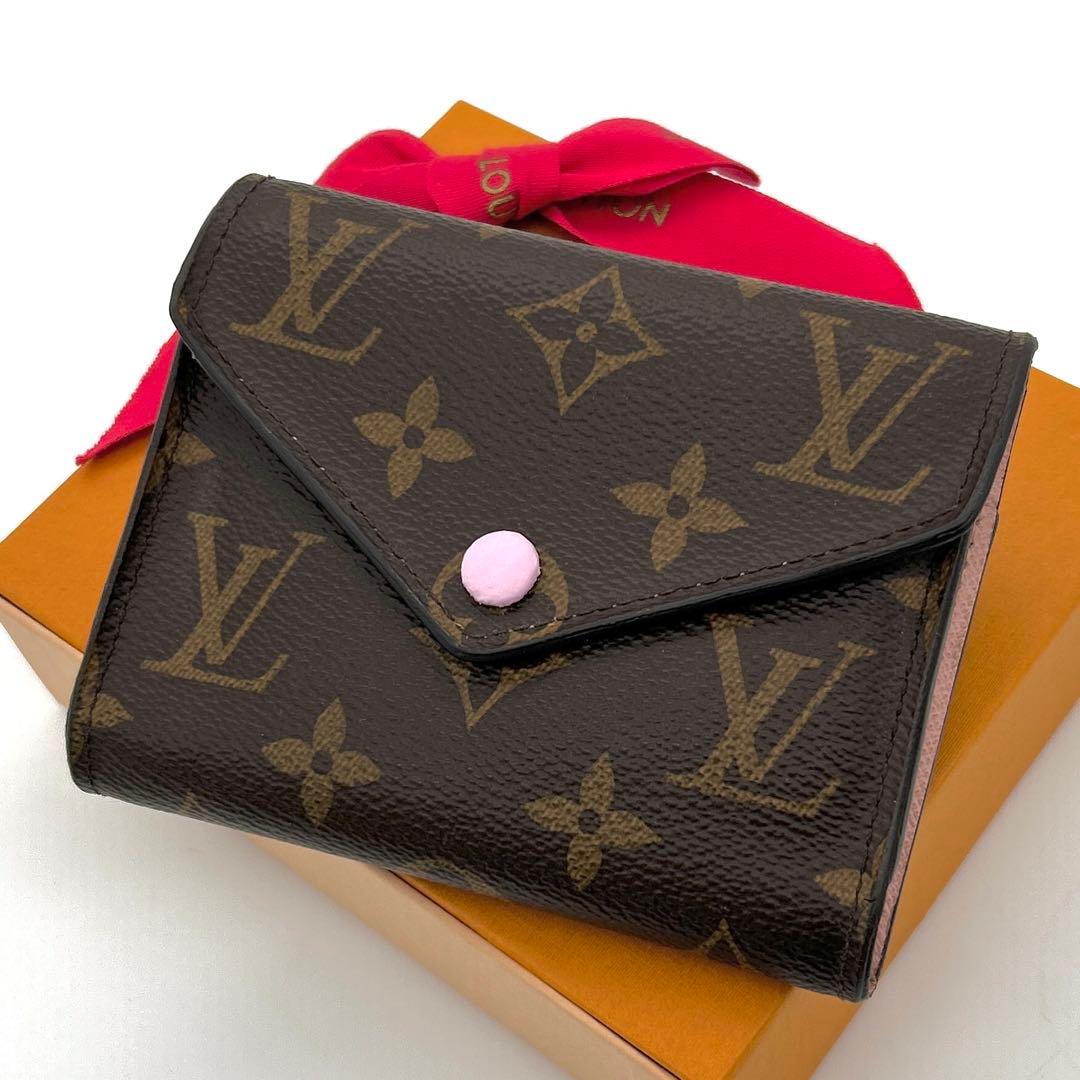 可愛い☆ルイヴィトン モノグラム 三つ折り財布 ヴィクトリーヌ ピンク