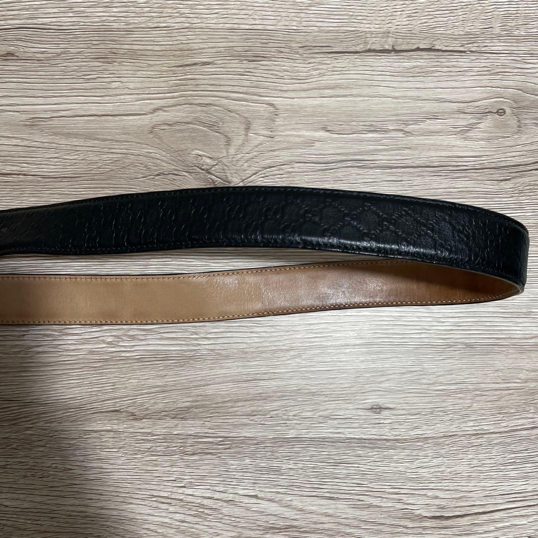 多田浩之 GUCCI グッチ　Gマーク型押し　ベルト　レザーブラック