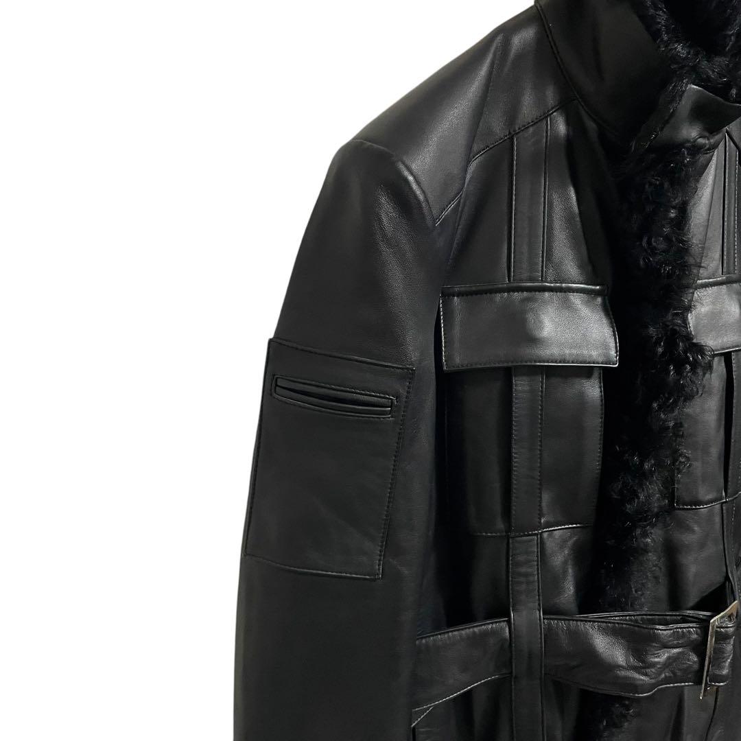 d.k.f ドン小西 レザージャケット コート ベルト付き ブラック - メルカリ