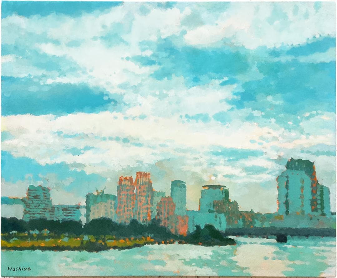 絵画 663 油絵/風景/東京/街角/隅田川/空/F15号 Amazon.co.jp: 遠藤勝 稲荷山より千曲川眺望 F10号 受注制作 油彩画