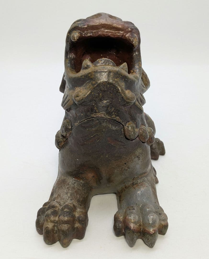 未使用】岡山県重要無形文化財 浦上善次 備前焼 獅子香炉 共箱共布