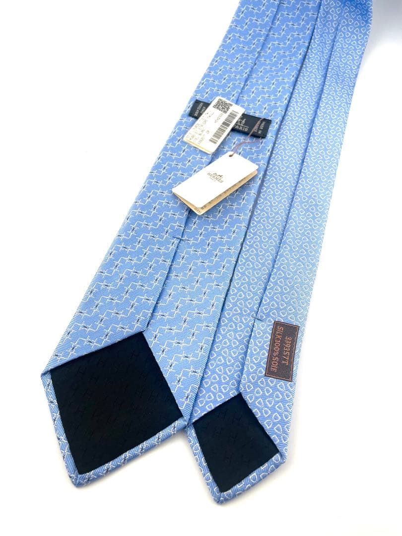 新品 エルメス ネクタイ ハイブランド H柄 ファソネ マリンブルー 高級