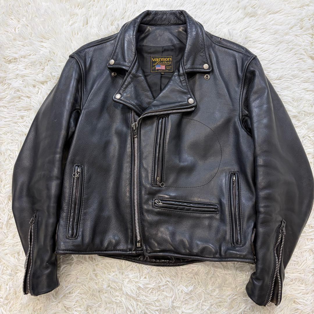 VANSON ドミネーター ダブルライダースジャケット 牛革 USA製 黒 40
