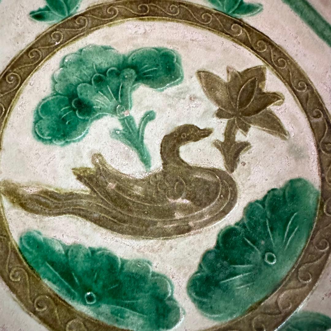 希少 遼代 三彩八角盤 清朝期 粉彩花の図 輪花台皿 中国古玩 中国美術