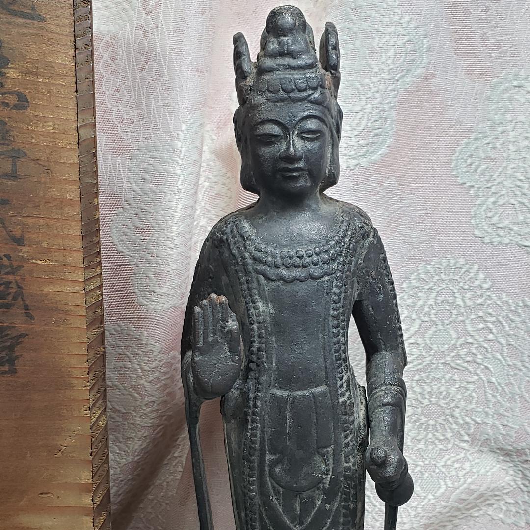 飛鳥仏】◇鐵鋳観音菩薩立像 仏像◇検）天平仏 新羅仏 高麗仏 空海 千