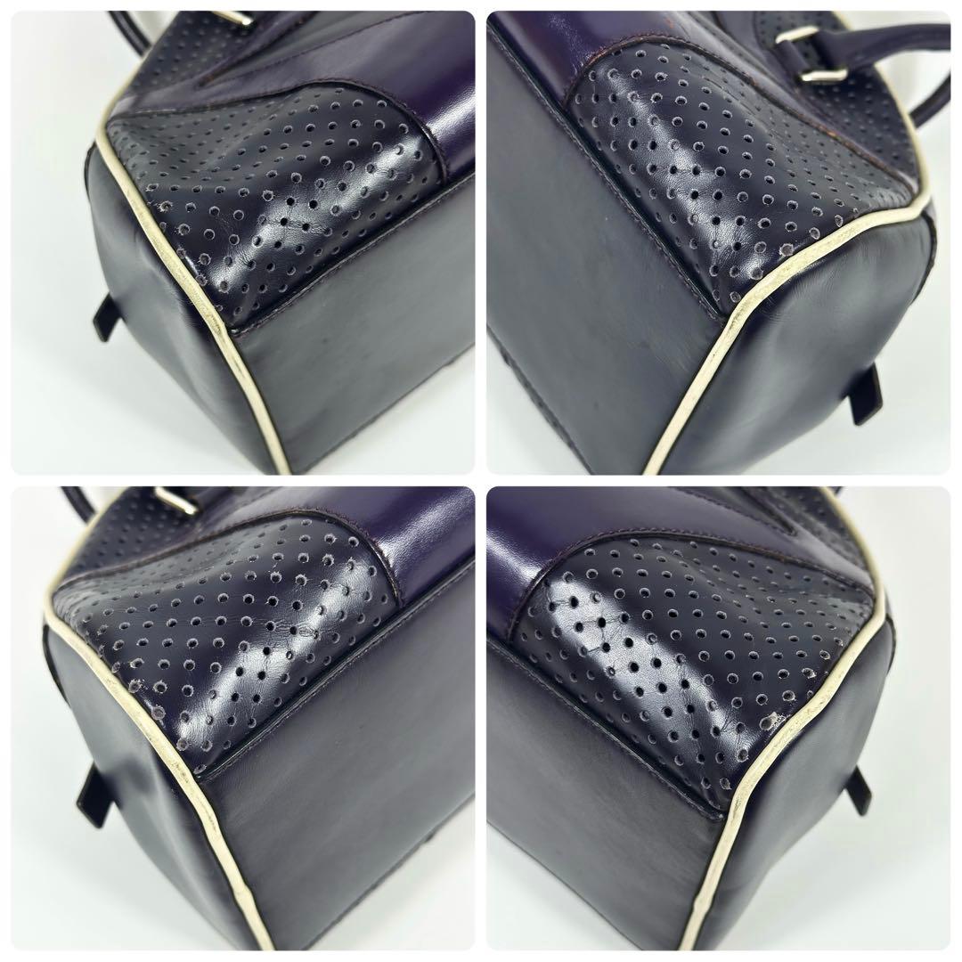 PRADA レザー パンチング ボーリングバッグ 紫 archive ギャラ有 PRADA