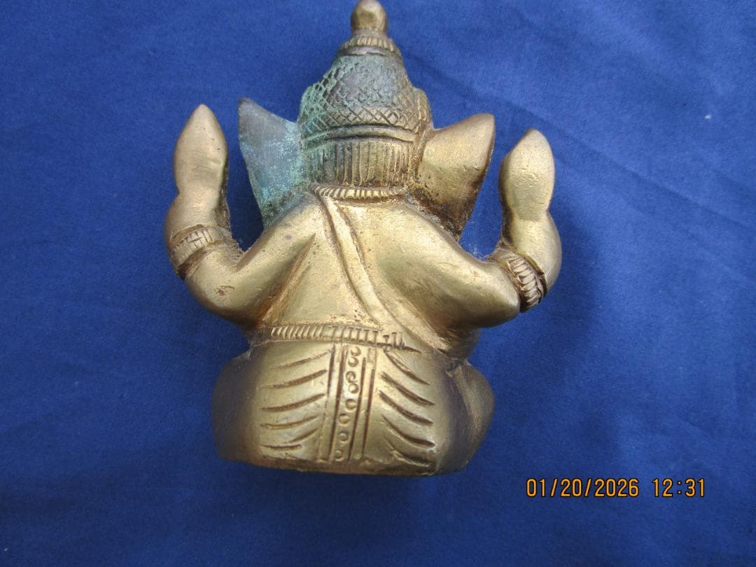 仏像 渡金仏【?】ガネーシャ像 時代物 象の顔の仏 頭部に錆あり 1体