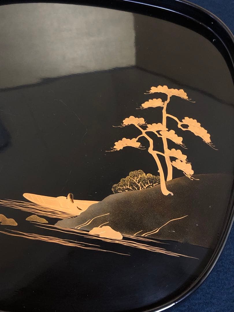 《レ》懐石 黒塗 金蒔絵 脚付 吸物膳10客 木製漆器 木箱　251127お1