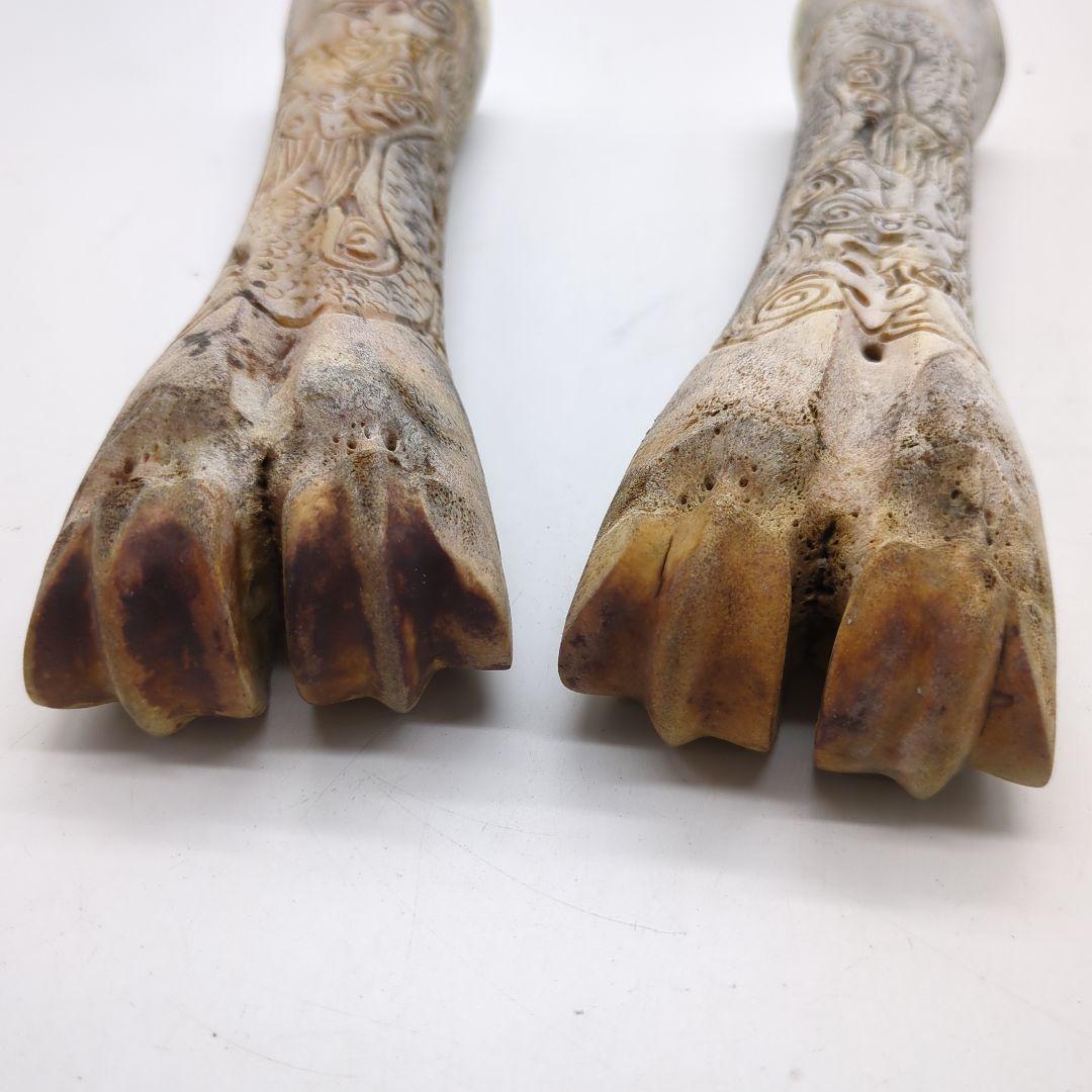 骨の彫刻品 牛骨？ 骨董品 彫刻 時代物