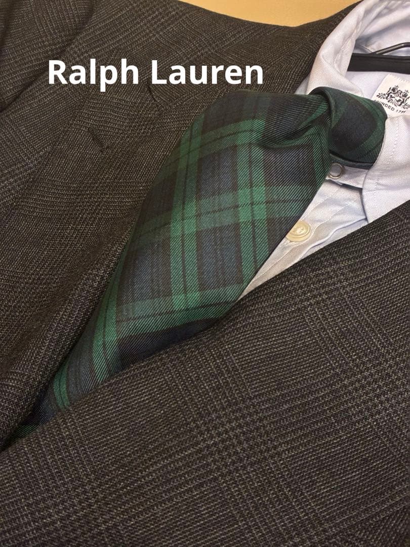 【未使用】ラルフローレン　ブラックウォッチ柄　プリントシルク　ネクタイ 未使用】ラルフローレン ブラックウォッチ柄 プリントシルク ネクタイ