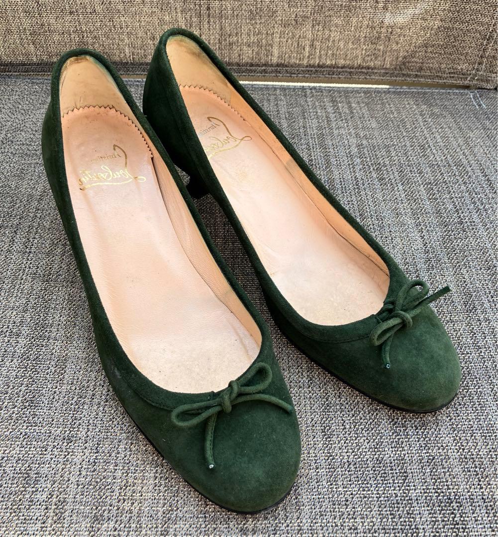 美品クリスチャンルブタン パンプス 24cm 37ハーフグリーン色バレエシューズ Miss Z - 80 mm パンプス - パテントレザー - ピンク - ウィメンズ