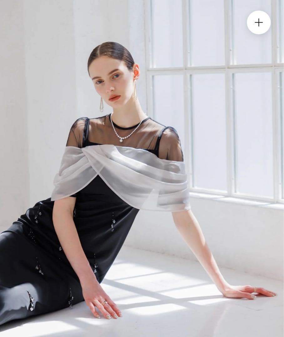 LEJA 2WAYシアーレイヤードビスチェIラインワンピースドレス ブラック M