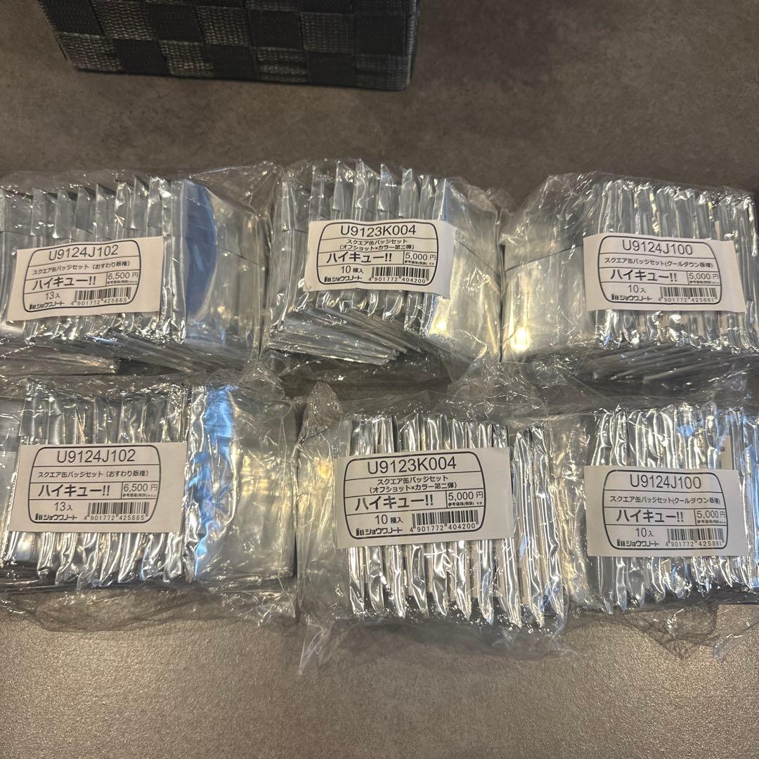 新品 ハイキュー スクエア缶バッジ クールダウン おすわり オフ