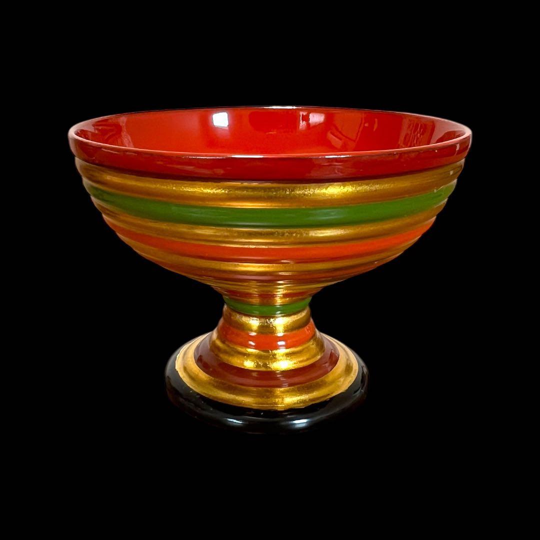 《新品未使用》京漆器 平安象彦 「独楽 馬上杯 一対」 金彩漆塗り