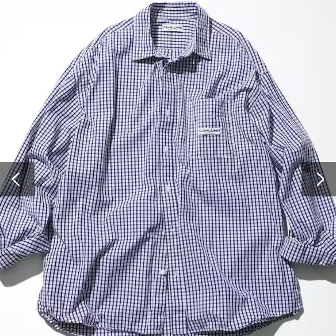 CAHLUMN カウラム ギンガムチェック シャツ ネイビー XL XL ネイビー