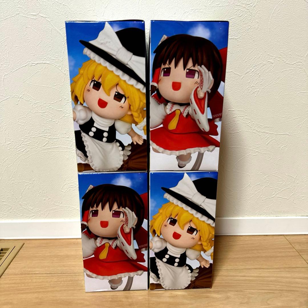 東方Project ゆっくり風デフォルメフィギュア 霧雨魔理沙 博麗霊夢 4個