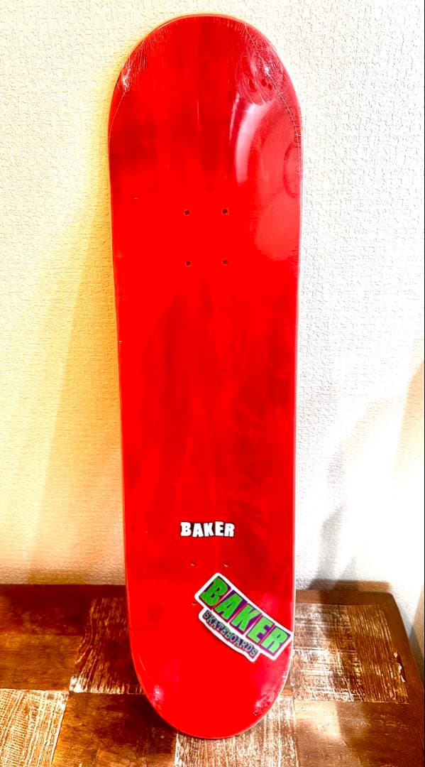 新品】BAKER スケートボードデッキ ヒョウ柄 赤