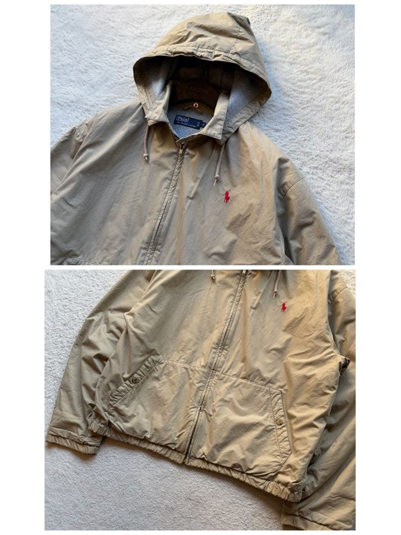 美品✨ポロバイラルフローレン フーデッドブルゾン 刺繍 ベージュ M