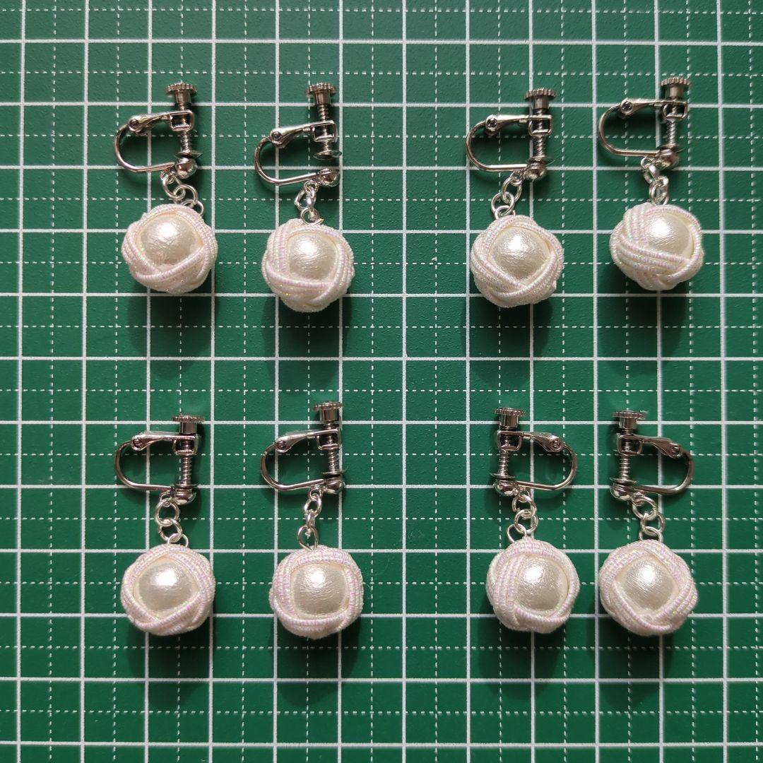 《shoco》水引イヤリング　玉結びとコットンパール