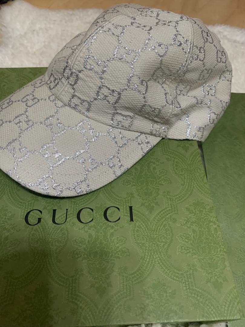 GUCCI 綺麗なキャップ M (57 cm) Size S - Gucci Baseball Cap Beige GG Pattern Canvas Unisex Cotton