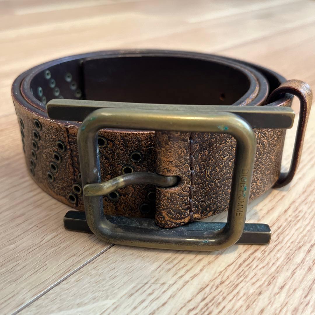 Dior Homme レザーベルト 85 中古・古着通販】DIOR HOMME (ディオール オム) レザーベルト ブラック