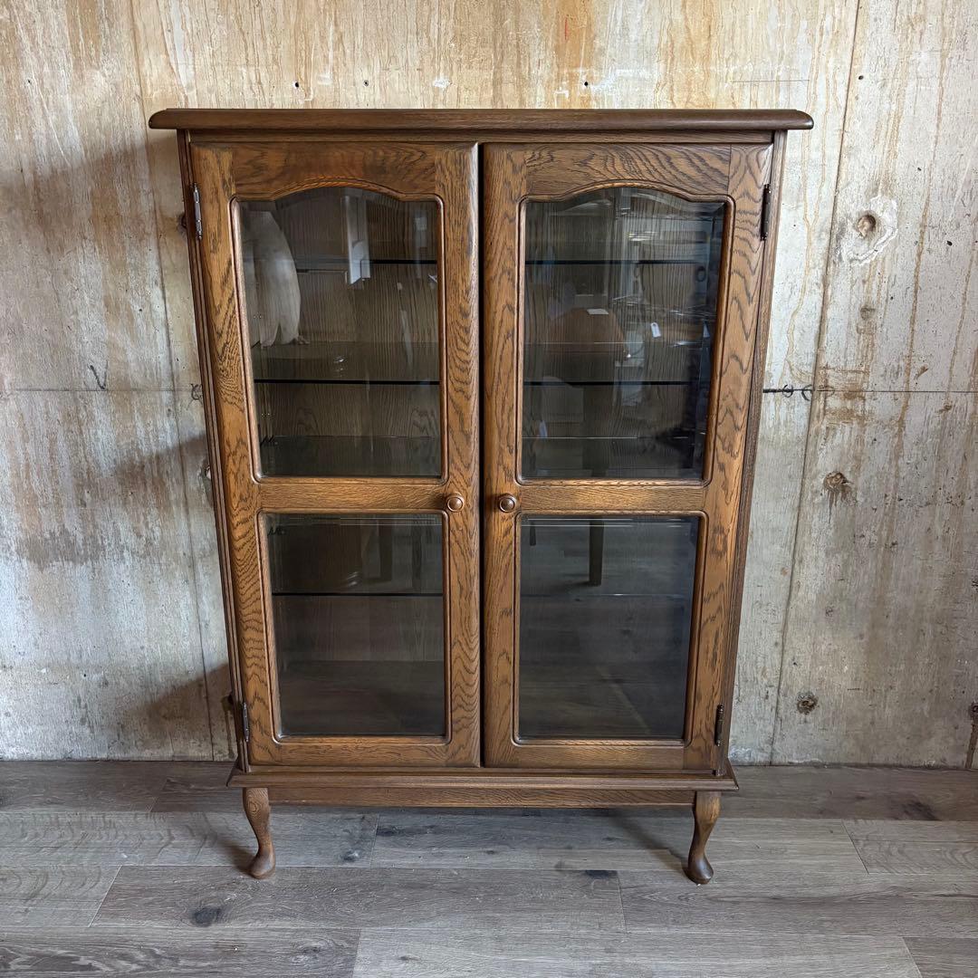 旭川家具 勇峰工芸 猫脚キャビネット 飾り棚 ギャラリーボード 道産