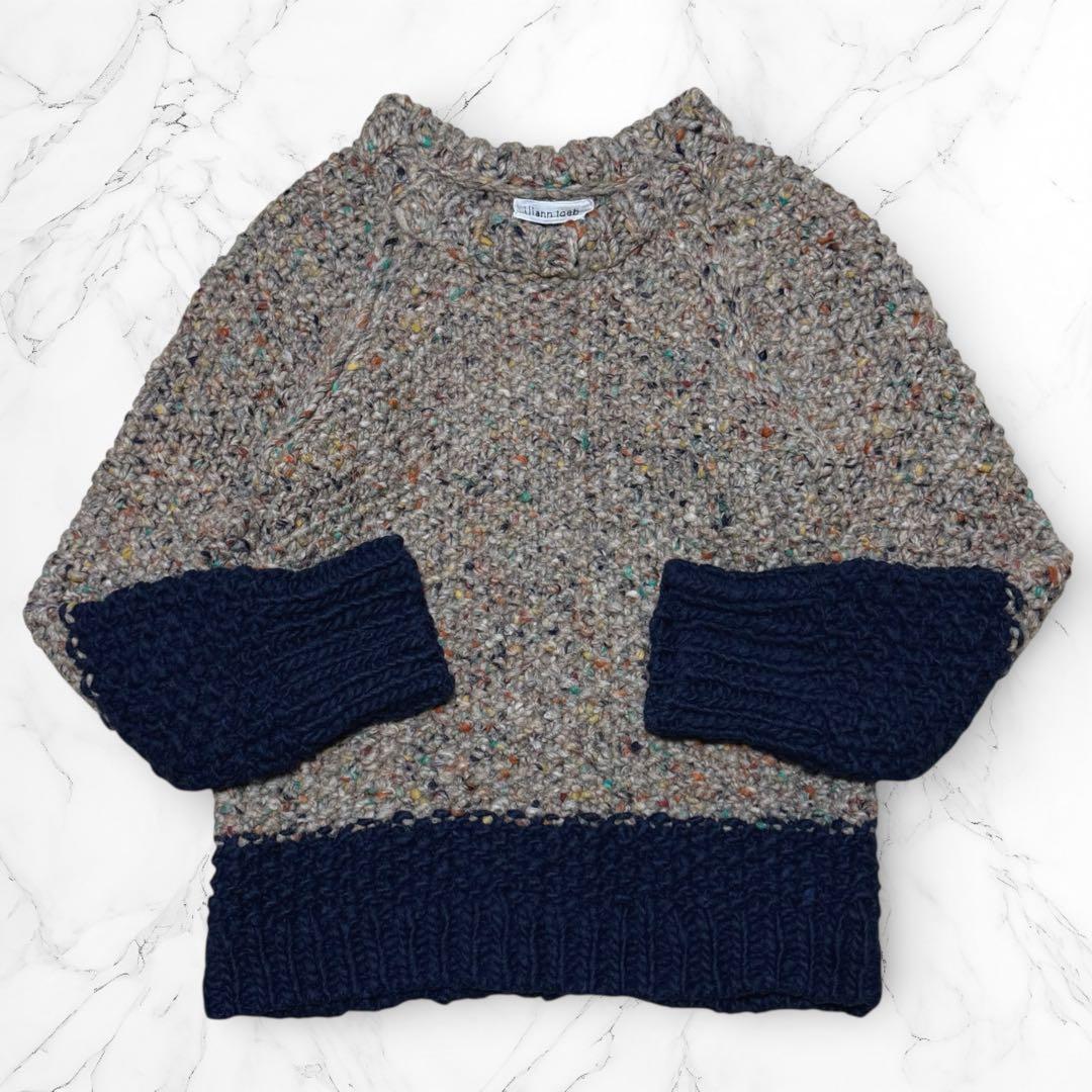 イリアンローブ 多色ネップ ニット プルオーバー 厚手セーター 極太糸 バルキー イリアンローブ 多色ネップ ニット プルオーバー 厚手セーター 極太糸