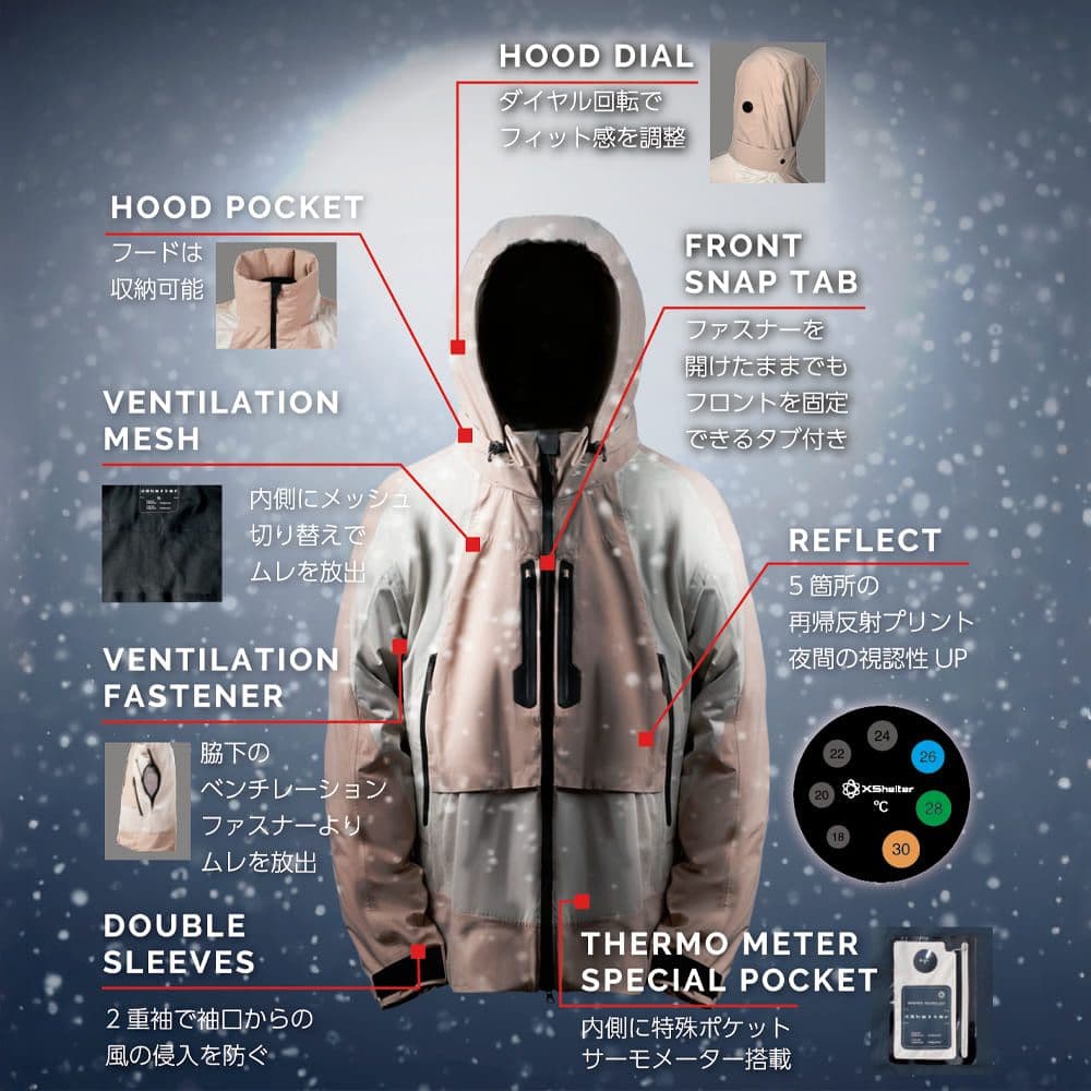 《美品・完売品》エックスシェルター断熱βプレミアム超透湿防水防寒ジャケット 3L
