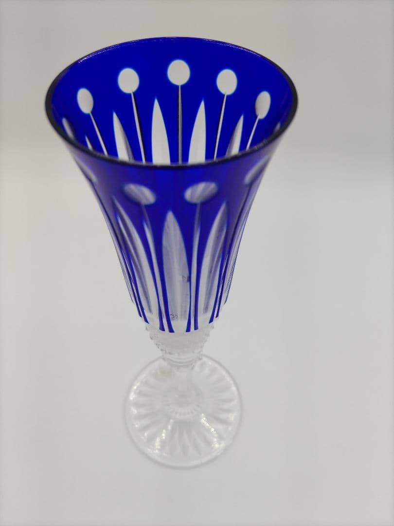 仏 saint-louis/サン•ルイ クリスタル色被せカット シャンパングラスの