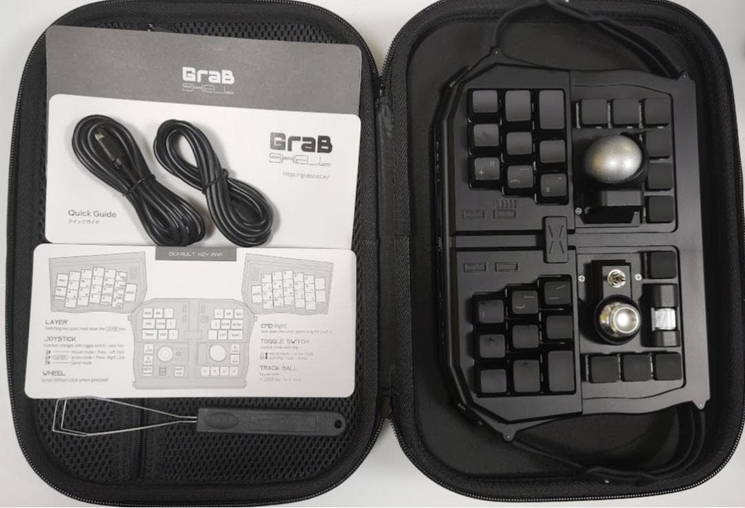 トラックボール付キーボード★保証3ヶ月/導入30日★GrabShell/黒/特典