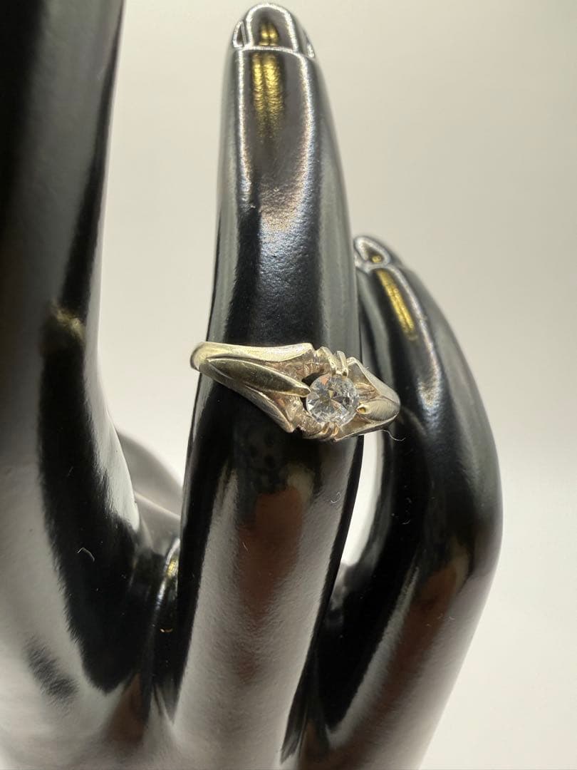 美品 K14WG ジルコニアリング ホワイトゴールド 超音波洗浄器洗浄済み