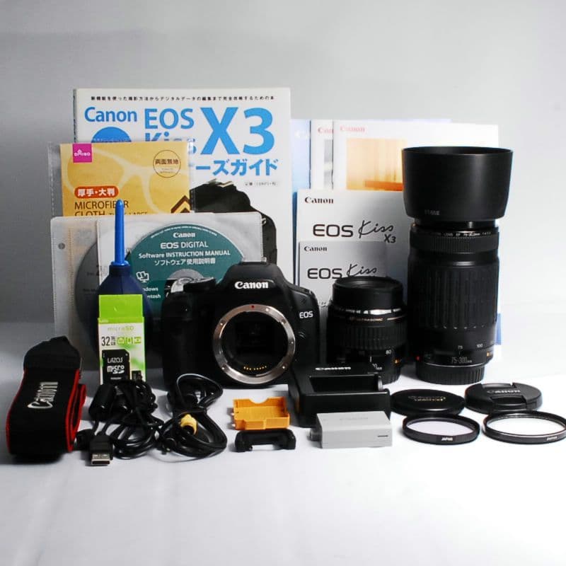 ①d Canon Kiss x3 Wレンズセット✨️超望遠レンズ　動作確認済み