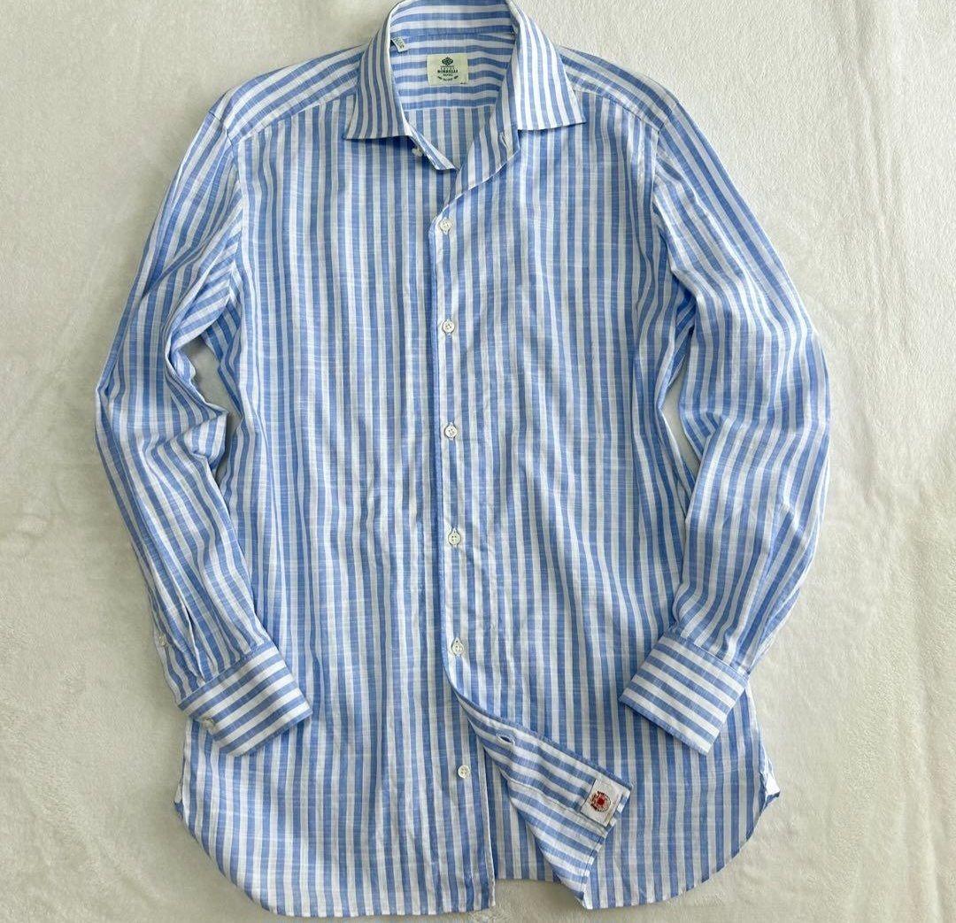 美品ルイジボレッリ LUCIANOルチアーノ ストライプ シャツ 39 現行タグ