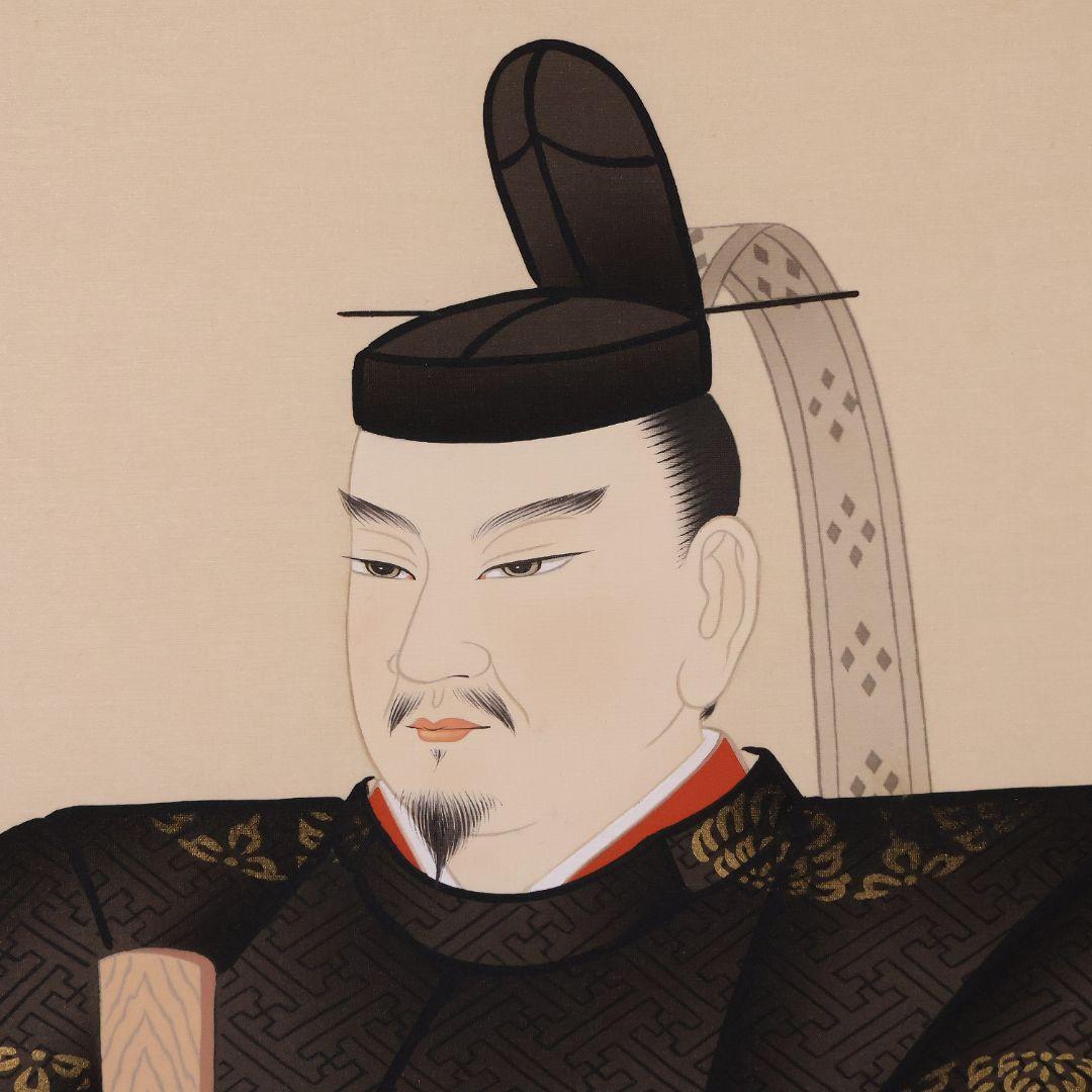 真作】日本画 井上富鳳 天神様 菅原道真公御像 絹本 掛軸 本金表装